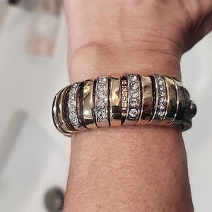 Italian leather cuff bracelet in Bronze gold and adjustable strap